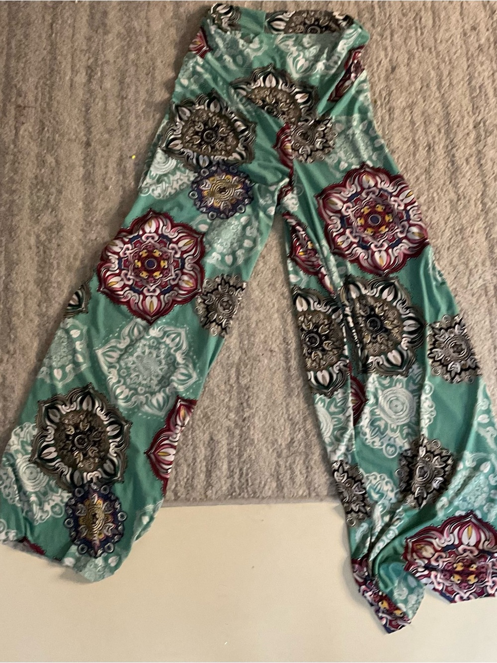 Women’s Teal Medallion Wide-Leg Pants